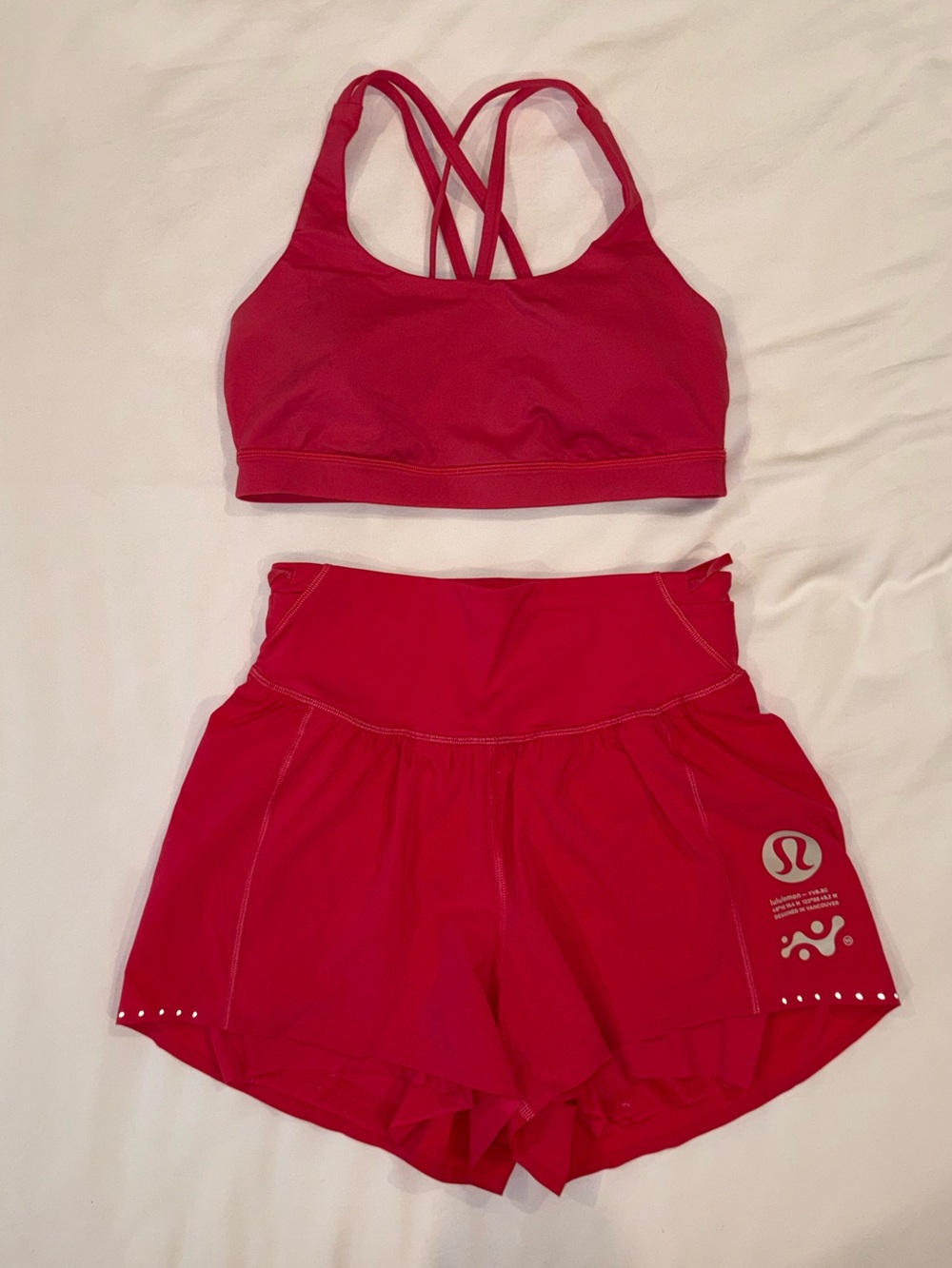 lululemon Lip Gloss Pink Energy Sports Bra and Running Shorts Set